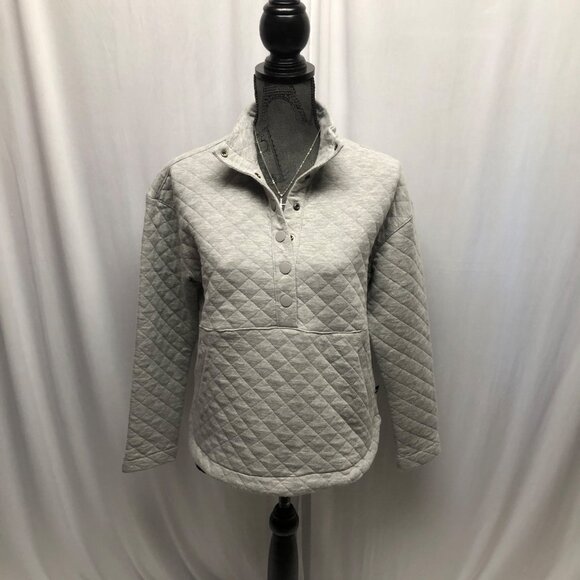 Eddie Bauer Quilted Pullover Sweatshirt Womens Size Small Gray Long Sleeve NEW - Picture 1 of 9